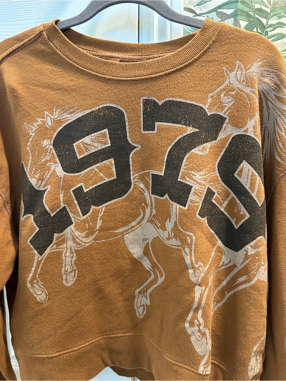 Anthropologie Pilcro 1979 Western Horse Graphic Sweatshirt Brown XS - Picture 3 of 8